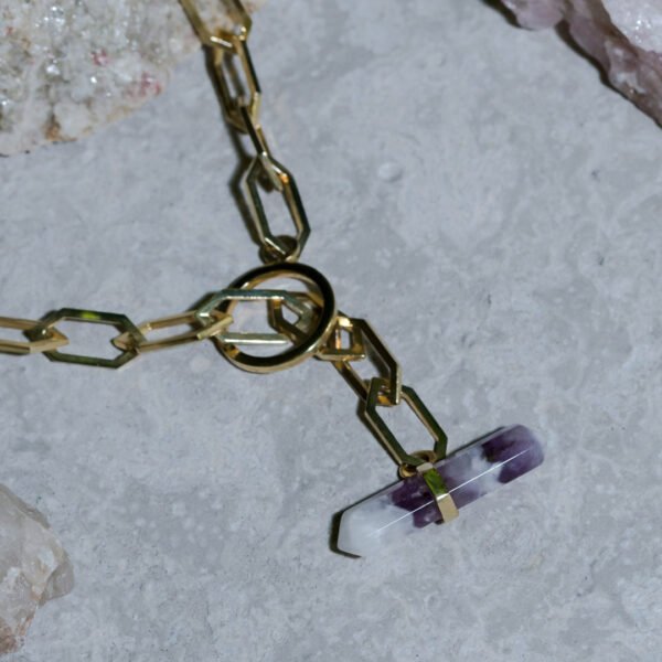 Collar Poly dorado con amatista - Imagen 2